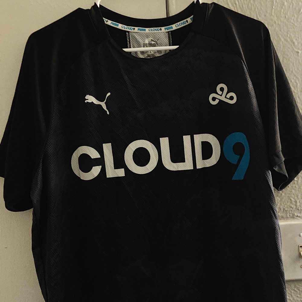 Cloud 9 Black Tee with Blue Accents
